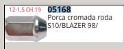 Porca Roda S-10 Blazer Honda Civic 19Mm Cromado