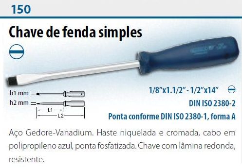 Chave de  Fenda 016-1/4x08 6x200 150/12 Gedore