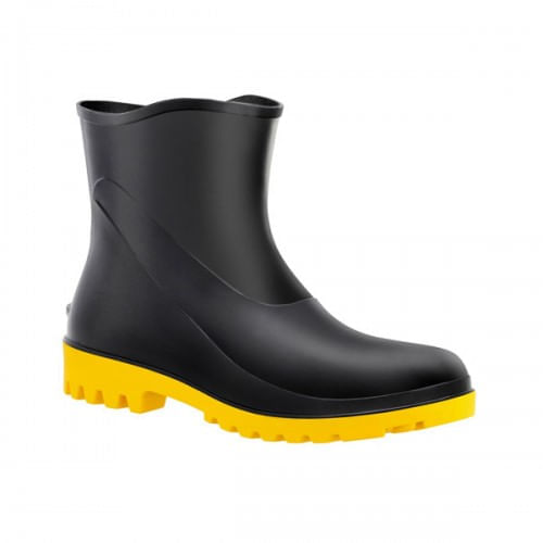 Bota Em Pvc Preta Com Amarela 16cm N36 Com Solado Amarelo Bracol