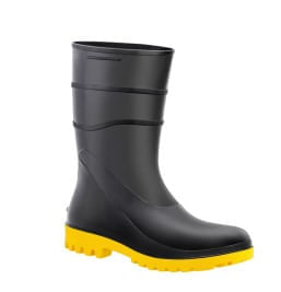 Bota Pvc Preta Com Solado Amarelo 28cm N°40 Com Cadarço + Forro Bracol