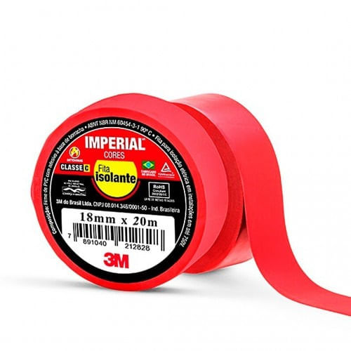 Fita Isolante Vermelha, 18mm x 20m 3M