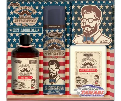 Kit Limpeza Automotiva Centralsul Men America 4 Peças