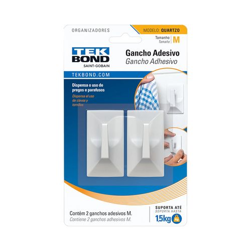 Gancho Quartzo De Plástico Branco M - Tekbond