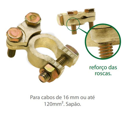 2 Terminais De Bateria  16 A 120mm Sapão Super Reforçados