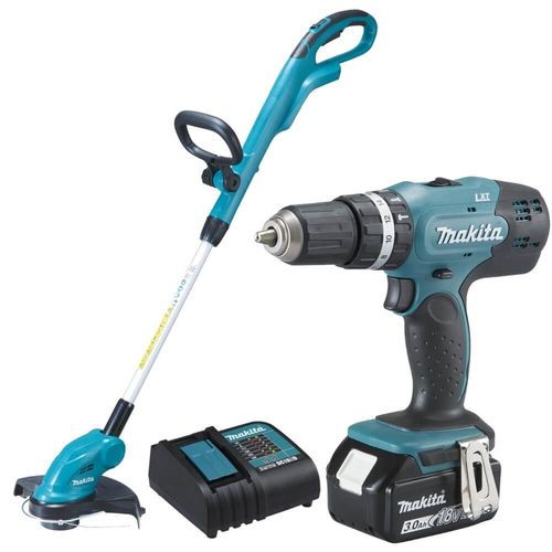 Combo Paraf./Furad. De Impact. e Aparador De Grama 18V Com 1 Bateria e Carreg.- Makita KITDHP453+DUR