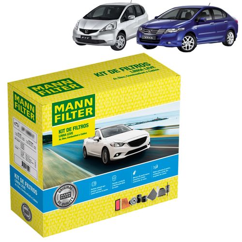 Kit de Filtros Mann Filter City 2009 até 2014|Fit 2009 até 2014 - Modelos 1.4/1.5 16V Flex