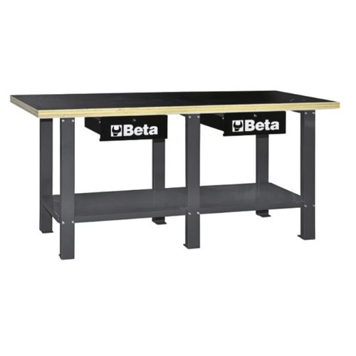 Bancada de Trabalho com Tampo de Madeira - Cinza - C56W-G - Beta