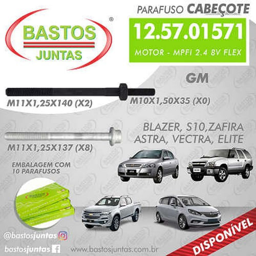 PARAFUSO DE CABECOTE - GM ASTRA VECTRA ZAFIRA BLAZER S10  2.4 8V