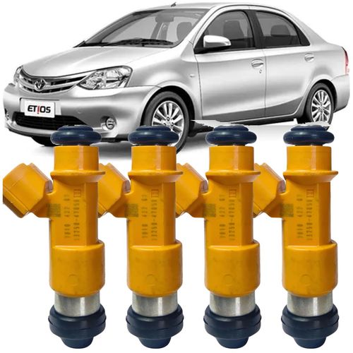 Kit 4 Bico Injetor Toyota Etios 1.3 e 1.5 16V Flex de 2012 À 2016 - 23250-47050