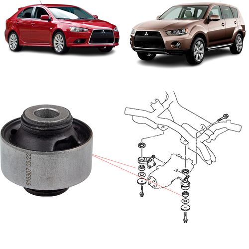 Bucha do diferencial traseiro Mitsubishi Outlander 2.4/3.0 2007 A 2012/ Lancer 2.0 2008 A 2014