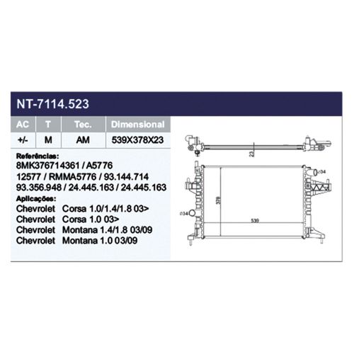 Radiador Gm Corsa 2003 a 2012 - 127964 - NT7114523