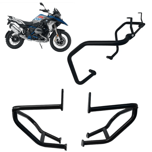 Combo Protetor Motor Start Inferior Preto + Protetor Superior Preto Bmw 1200 Gs