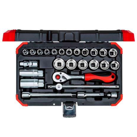 Jogo de Soquete Sextavado 3/8 a 24mm - Kit com 26 Peças - R59003026 - 3300053 - Gedore Red