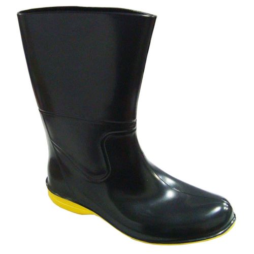 Bota Solado Amarelo Preta Feminina Cano Alto