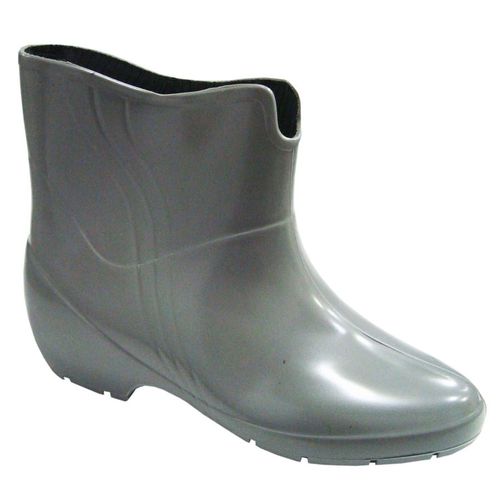 Bota Galocha Borracha Feminina Cinza Cano Curto