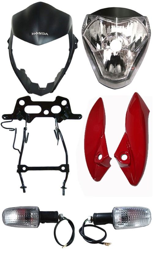Farol Cb 300 Frontal Logo Prata + Aranha + Pisca Cristal + Bananinha Coloridas