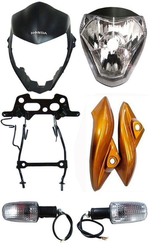Farol Cb 300 Frontal Logo Prata + Aranha + Pisca Cristal + Bananinha Coloridas