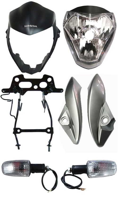 Farol Cb 300 Frontal Logo Prata + Aranha + Pisca Cristal + Bananinha Coloridas
