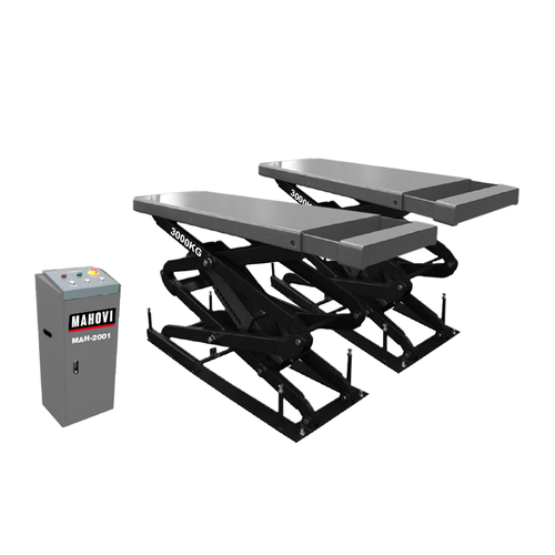 Elevador Pantográfico com um extensor e travas de segurança (entrada).