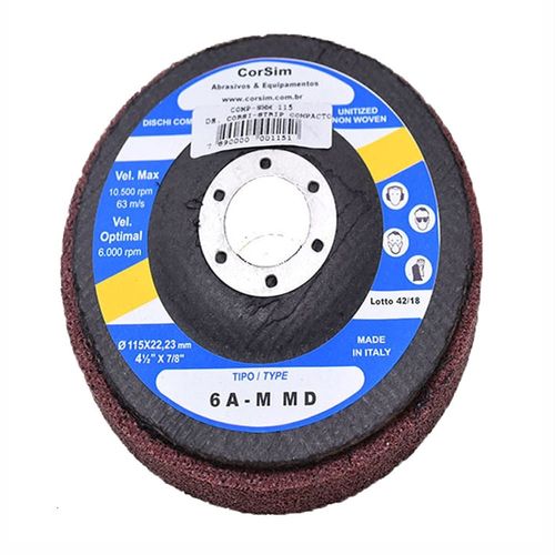 Disco Corsistrip Compacto 10.500 RPM Grão AMM Abrasivo Óxido de Alumínio Cor Vermelho Made In Italy