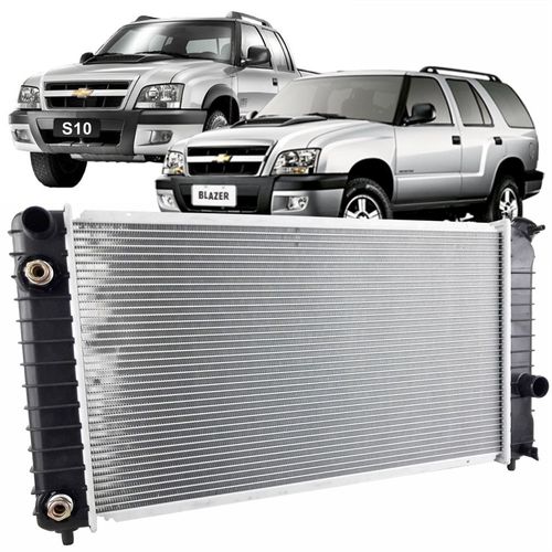 Radiador Importado Chevrolet S10 e Blazer 4.3 12v V6 MPFI 96 até 2006 com Câmbio Manual e com Ar Condicionado
