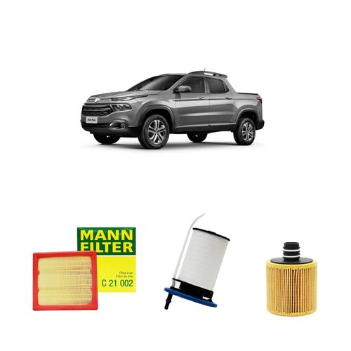 Kit filtros, ar do motor, combustível e óleo lubrificante MANN - Fiat Toro 2.0 Diesel (4X2 e 4X4) 2019