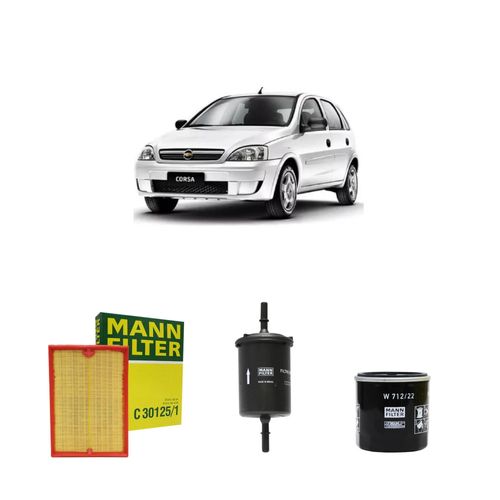 Kit filtros, ar do motor, combustível e óleo lubrificante MANN - CORSA NOVO 1.0 8V MPFI Flex (New Maxx) 2006