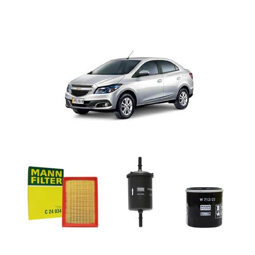 Kit filtros, ar do motor, combustível e óleo lubrificante MANN - PRISMA 1.0 8V Econoflex (LT / LTZ) 2013