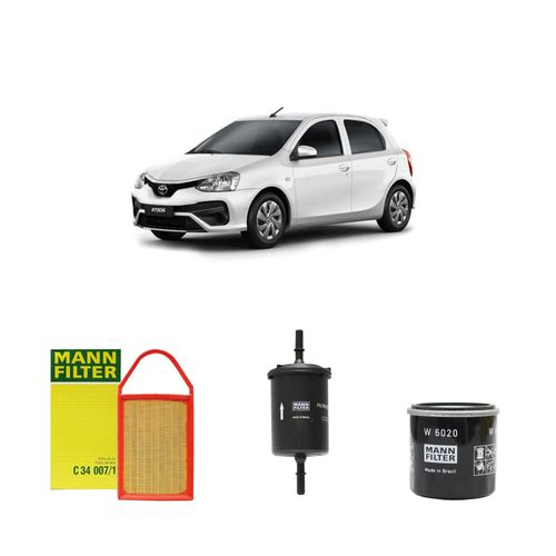 Kit filtros, ar do motor, combustível e óleo lubrificante MANN - Etios 1.5 16V Flex (Ready) 2017