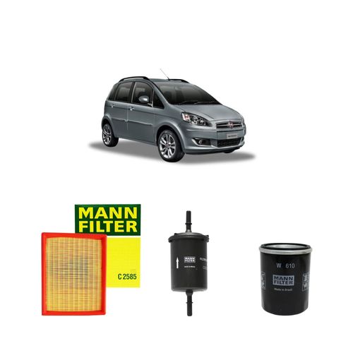 Kit filtros, ar do motor, combustível e óleo lubrificante MANN - Idea 1.4 8v Flex Attractive/ELX Fire 2011