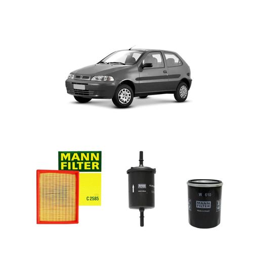 Kit filtros, ar do motor, combustível e óleo lubrificante MANN - Palio 1.0 8v Flex Fire 2010