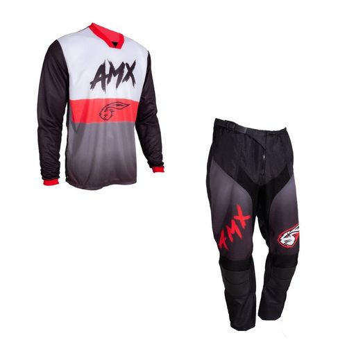 Kit Calça + Camisa Prime AMX MX 04 Cinza Preto Vermelho