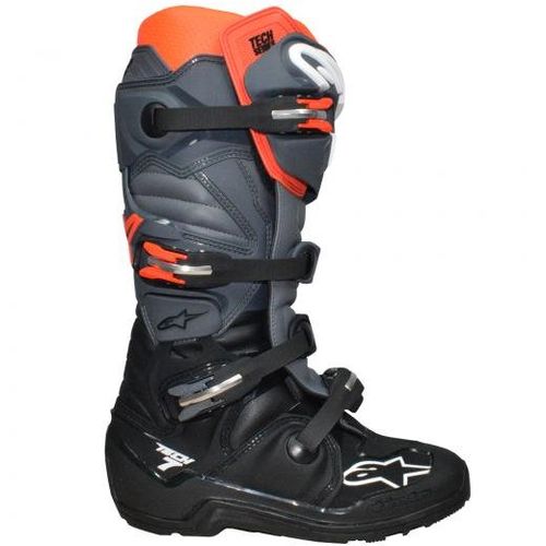 Bota Alpinestars Tech 7 Enduro Preto Cinza Vermelho Fluo