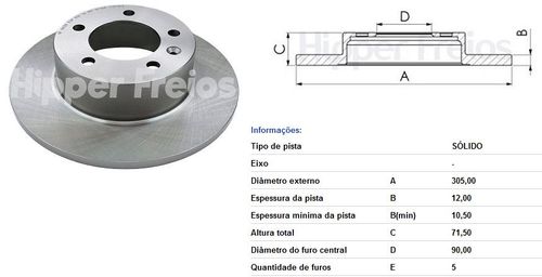 Disco Freio Traseiro Renault Master 2.3 16V 2013 A 2022