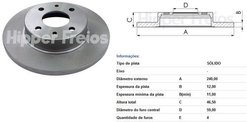 Disco Freio Dianteiro Fiat Uno 1985 Solido