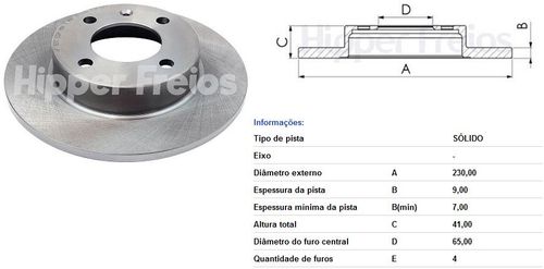 Disco Freio Tras Saveiro G Vi 14 Solido (230Mm)