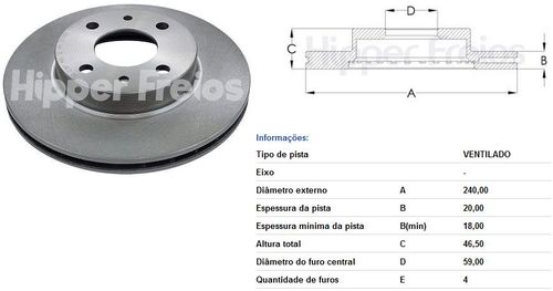 Disco Freio Dianteiro Fiat Palio 1999 Ventilado
