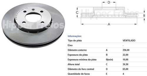 Disco Freio Dianteiro Gol G6 2013 Ventilado 256Mm