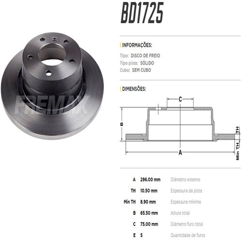 Disco Freio Traseiro Bmw 320 2005 A 2011