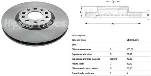 Disco Freio Dianteiro Fiat Toro 1.8 2.0 2.4 2017 Ventilado