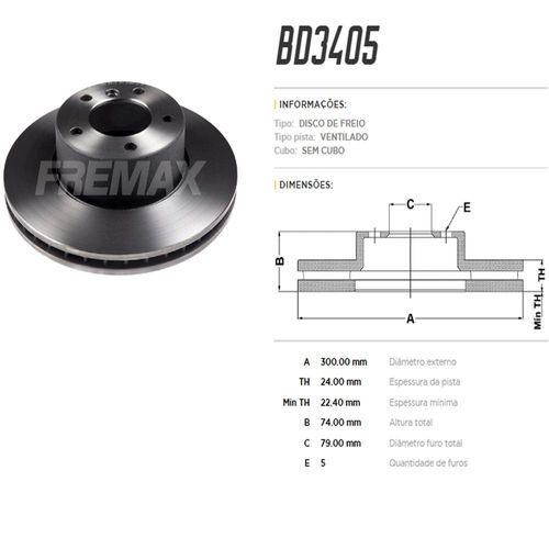 Disco Freio Dianteiro Bmw 320 2005 A 2011