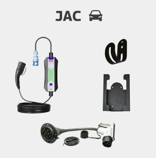 Kit para Jac - Adaptador T2.GBT + Carregador Portátil 7,2kW + Suporte p/ Carregador